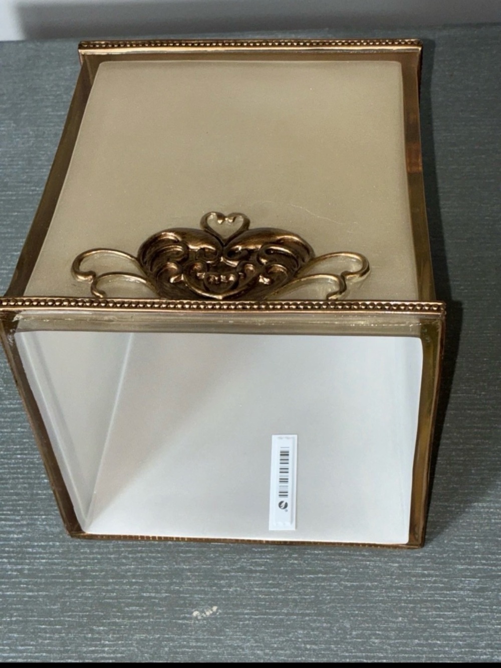 Bombay Company Square Tissue Box Cover Tall Beige Gold Amber Tan Acrylic Scroll - Picture 5 of 5
